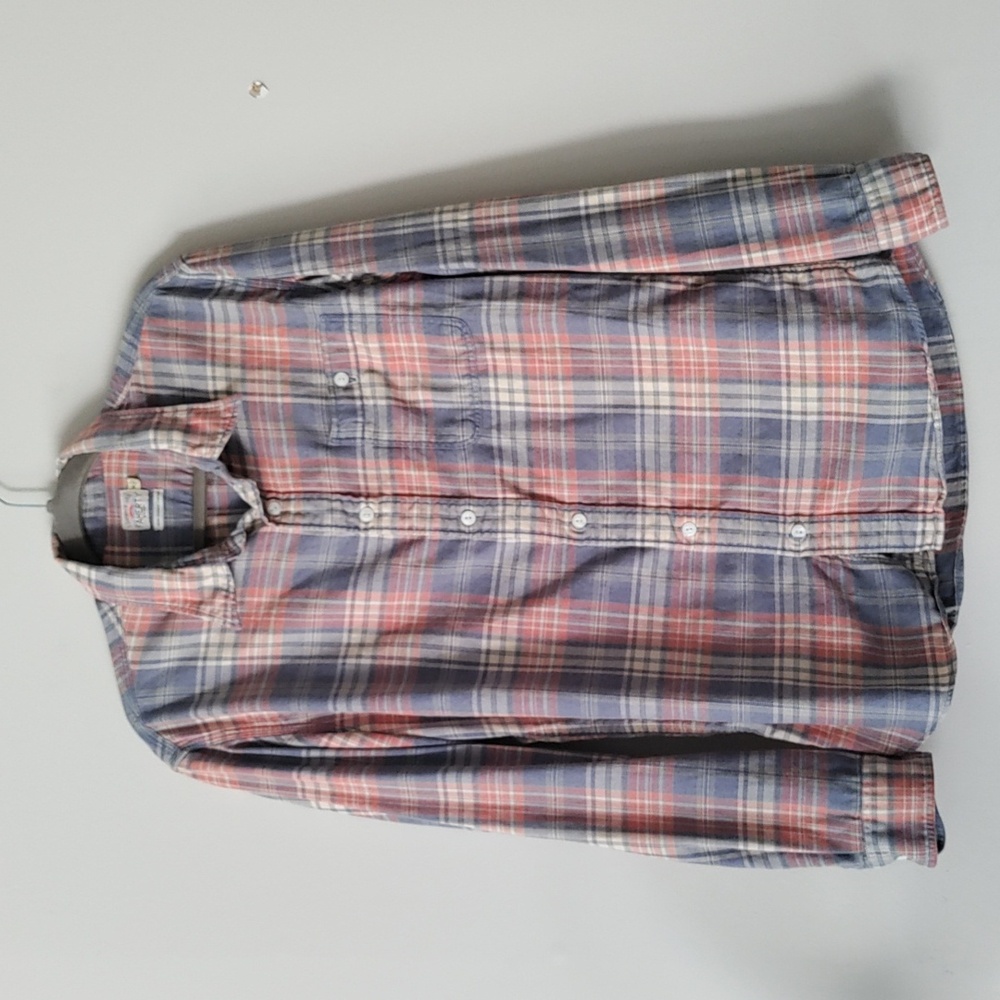 Faherty Men’s Organic Cotton Button Front Plaid Shirt Size XL